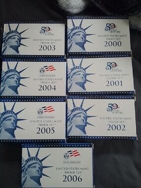 United States Mint Proof Set Collection 2000-2006 - Blue White